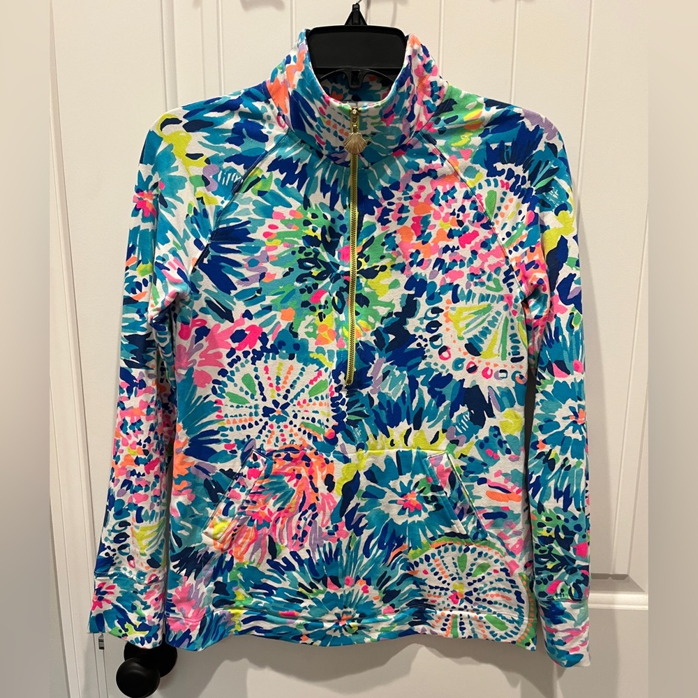 Lilly Pulitzer Colorful Floral Quarter-Zip Pullover size XS